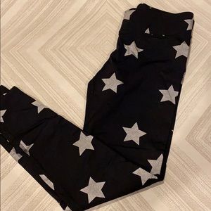 Terez Tall Band Black with Silver Stars Leggings